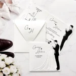 Invitație de Nuntă Romantică cu Silueta Mirilor 2614