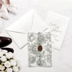 Invitație de Nuntă cu Hârtie Translucidă și Sigiliu Elegant 2635